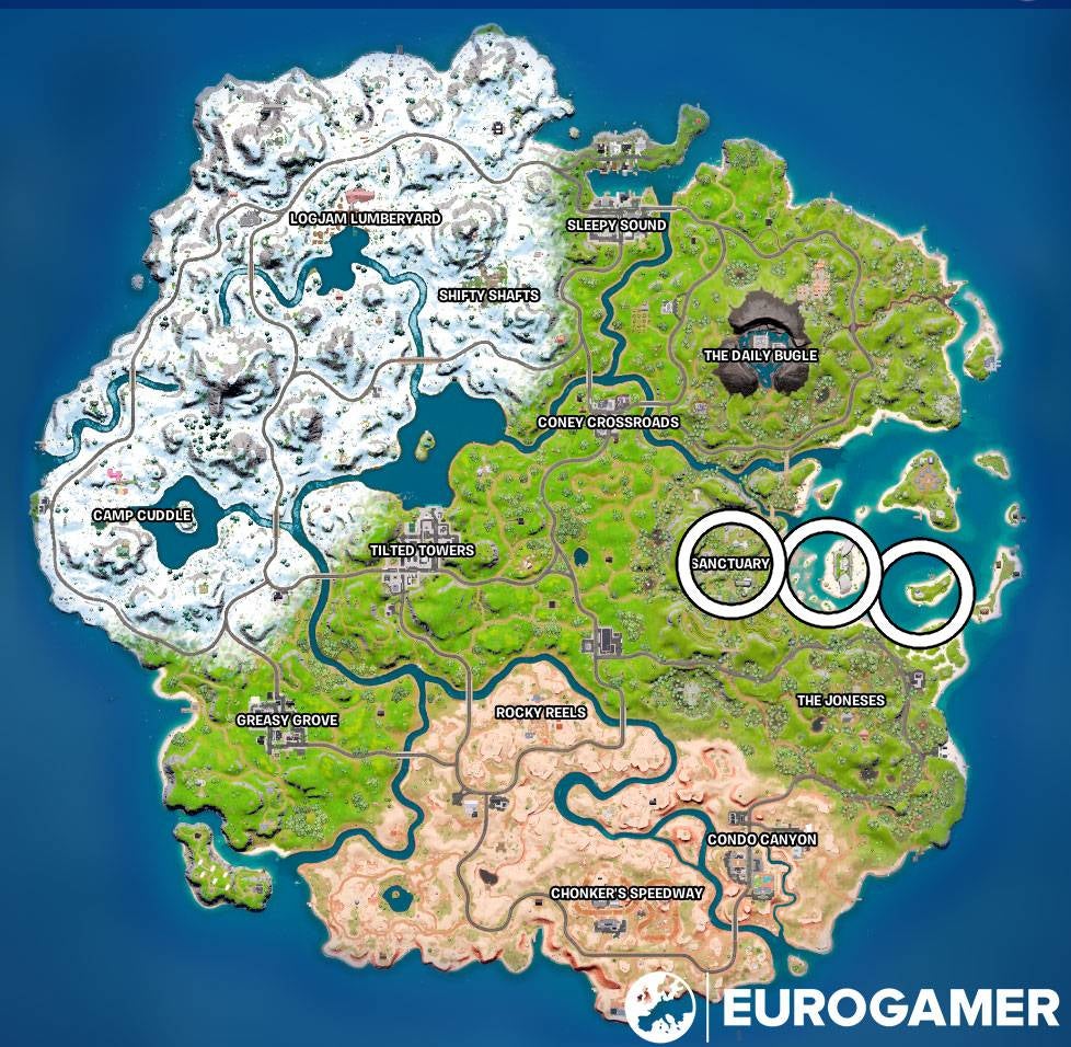 Fortnite Mighty Monument, Seven Outpost and Sanctuary locations